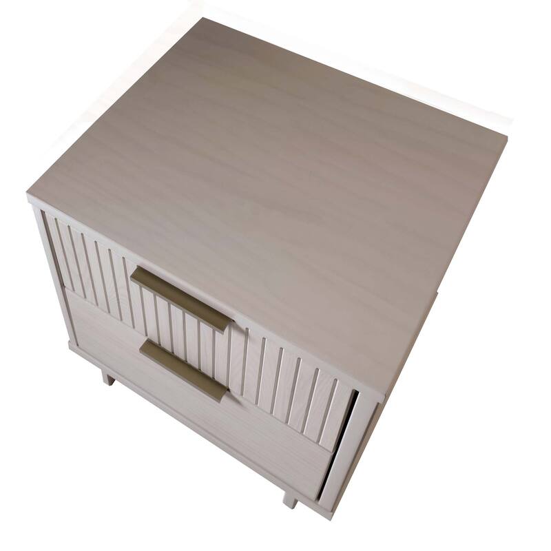 Manhattan Comfort Granville Mid Century Solid Wood 2 Drawer Nightstand Set of 2