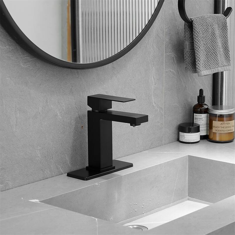 Single Hole Bathroom Faucet with Pop-up Drain 304 Stainless Steel 1 Handle Modern Bathroom Sink Basin Taps with Deck Plate