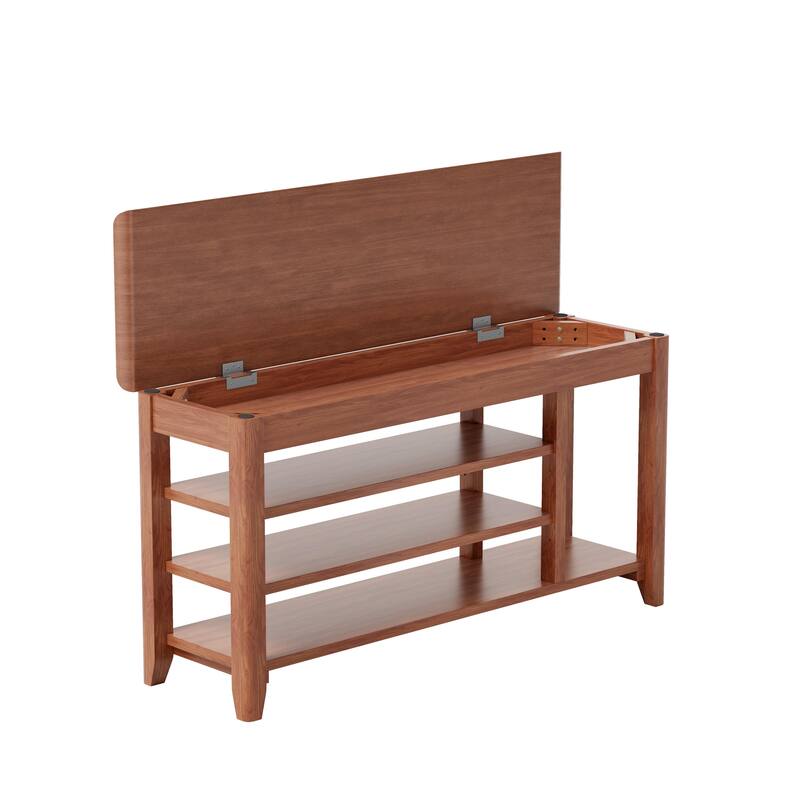 Solid Wood Shoe Rack Bench for Entryway 550lb Capacity