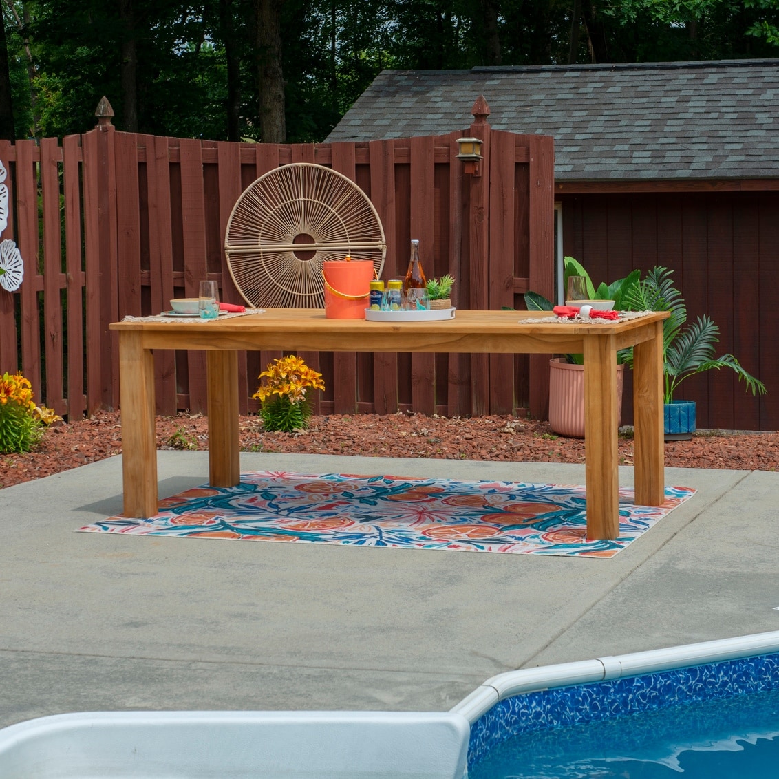 Linon Clermont Outdoor Natural Teak Dining Table