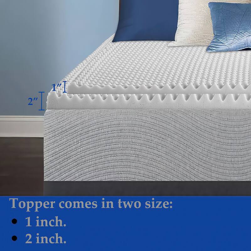 Onetan, Convoluted Egg Shell Breathable Foam Topper,Adds Comfort to Mattress