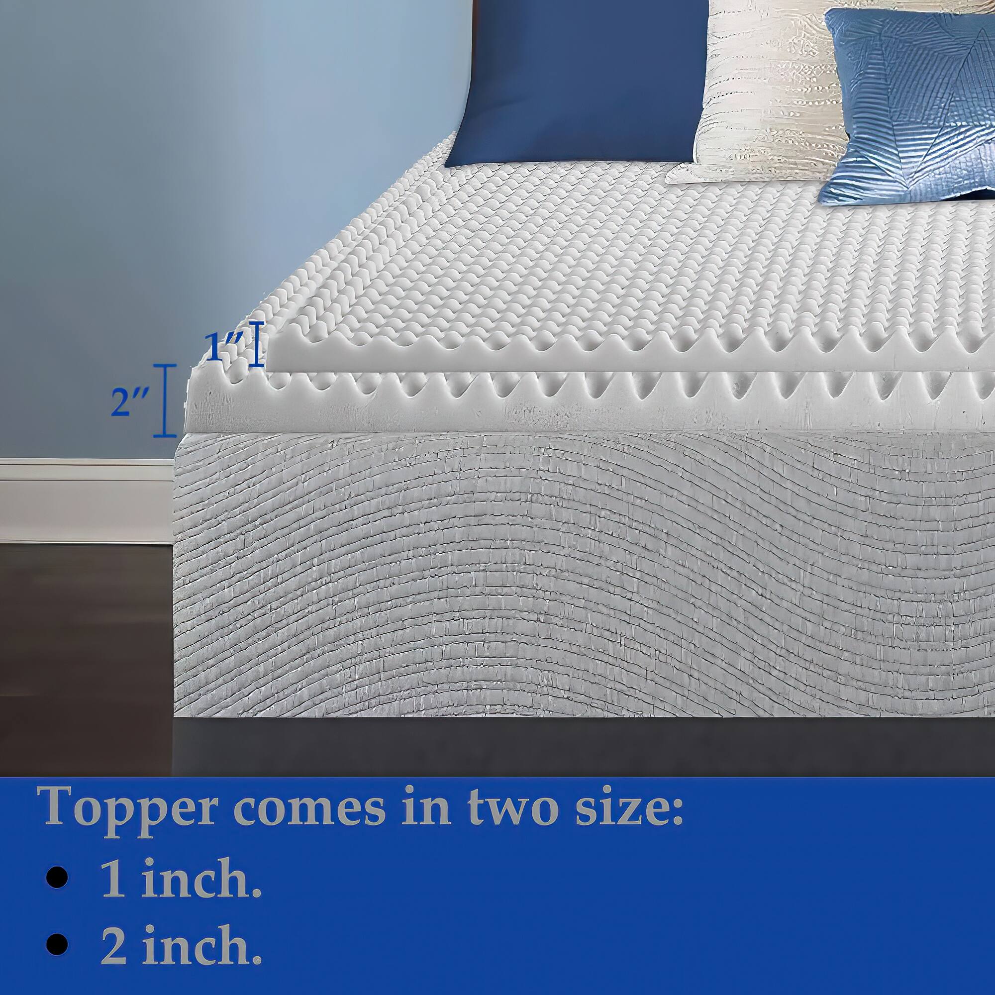 High Density Convoluted Eggshell Breathable Foam Topper