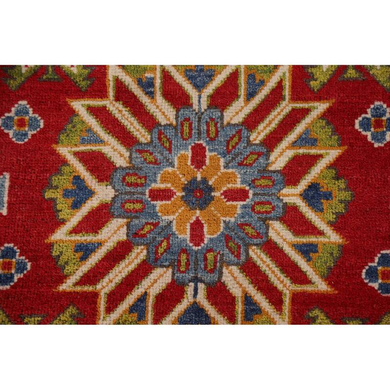 Traditional Geometric Red Kazak Oriental Wool Area Rug Hand-knotted - 6'7" x 9'9"