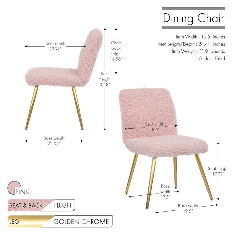 Porthos Home Gwen Dining Chairs, Plush Upholstery, Gold Legs, Armless