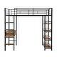 preview thumbnail 7 of 7, Metal Loft bed with Desk and Shelves