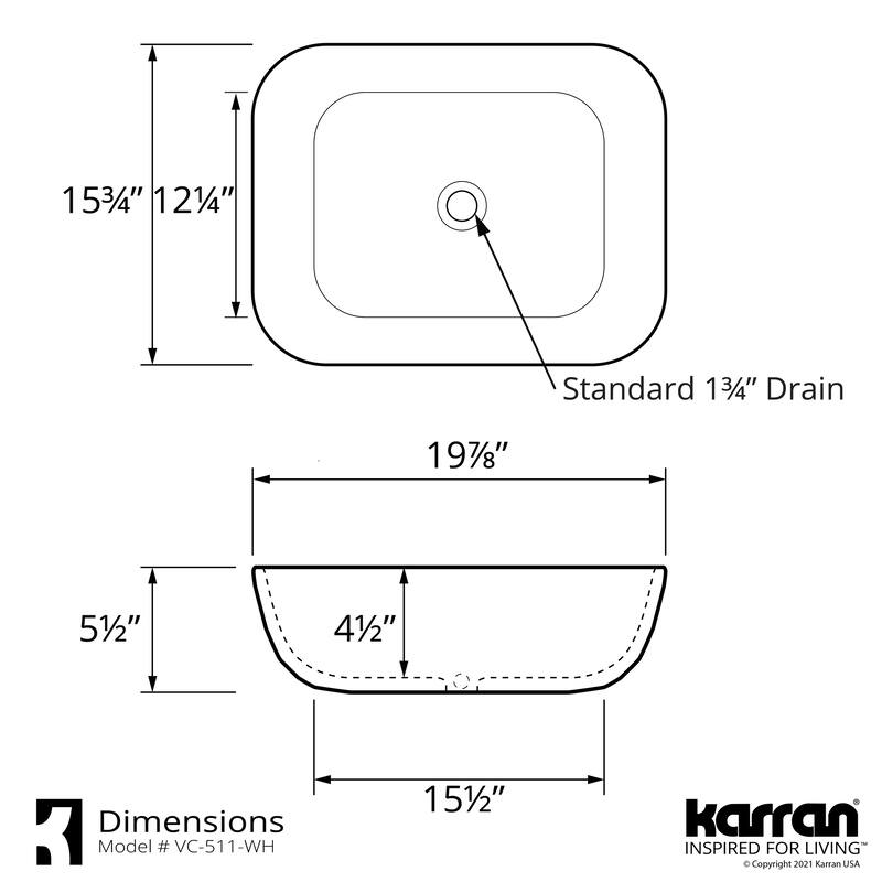 Karran Valera 20" Vitreous China Vessel Bathroom Sink in White
