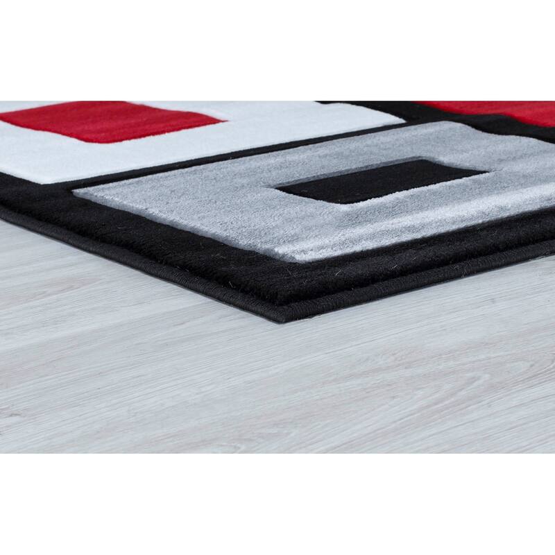 Miglena Black/Red Polypropylene Area Rug