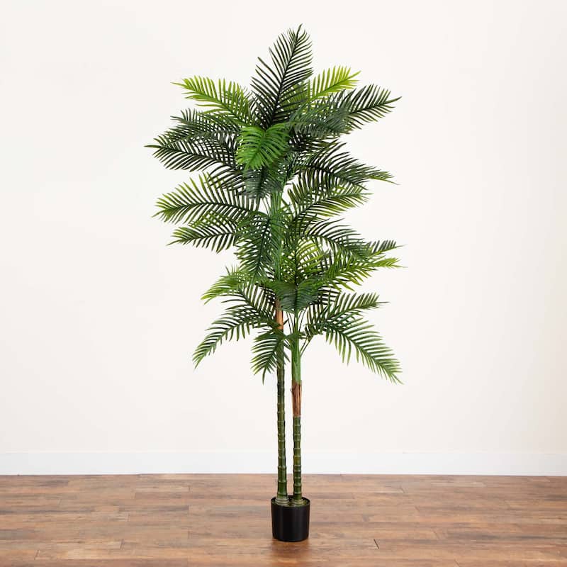 Potted Double Robellini Palm Artificial Tree - 8'