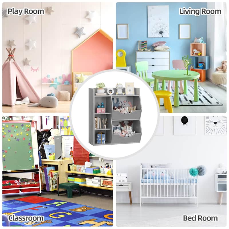 5-Cubby Kids Bookshelf Toy Storage Organizer - 15.1"D x 31.9"W x 36"H