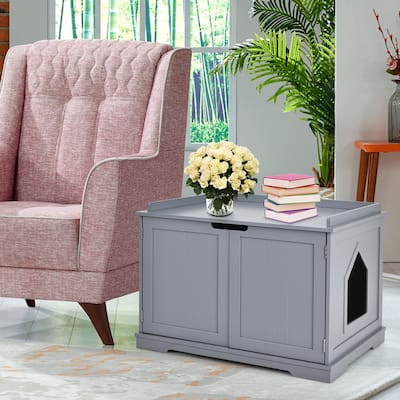 Cat Litter Box Cabinet Furniture Cat Washroom Storage Bench