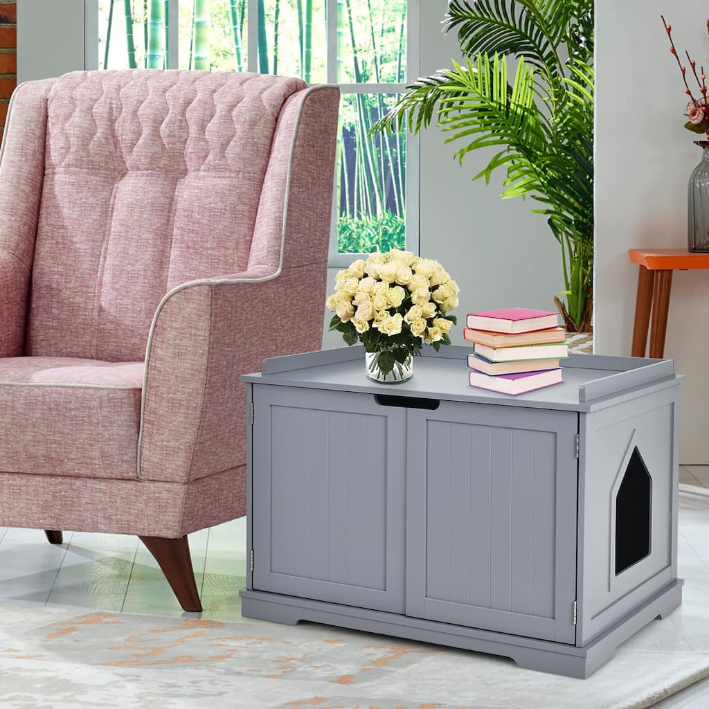 Cat Litter Box Cabinet Furniture Cat Washroom Storage Bench