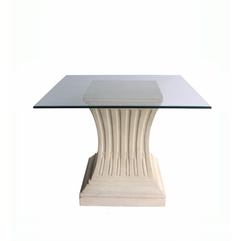 Round Dining Table with 36 Inch Base - Durable Cast Limestone Design for Indoor and Outdoor Dining