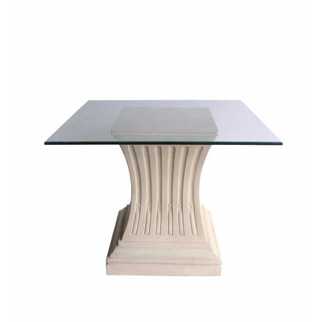 Round Dining Table with 36 Inch Base - Durable Cast Limestone Design for Indoor and Outdoor Dining