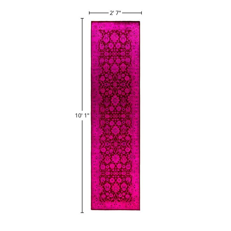 Overdyed One-of-a-Kind Hand-Knotted Area Rug - Pink - 2' 7" x 10' 1"
