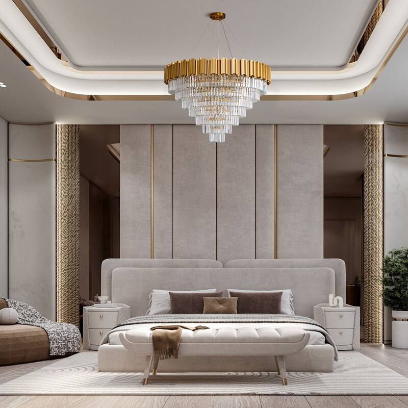 KAYLA Large Crystal Chandelier - 35.4"Modern 6-Tier 17-Light Chrome Ceiling Light, Luxury K9 Crystal