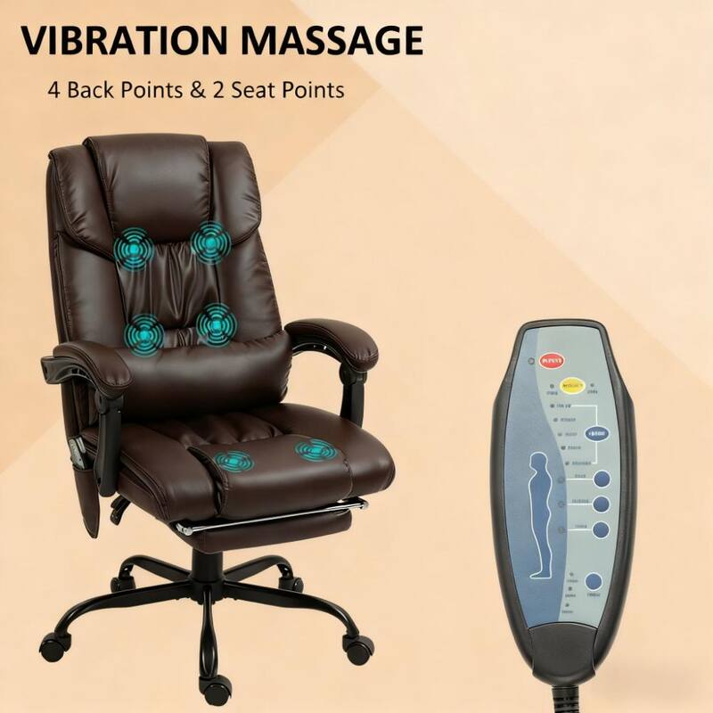 Massage Office Chair with 6 Vibrating Points, High Back Reclining Office Chair with Footrest and Remote, For Home and Office