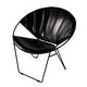 preview thumbnail 1 of 9, Harlan 18 in. Seat Height Round Leather and Iron Accent Chair Black Leather