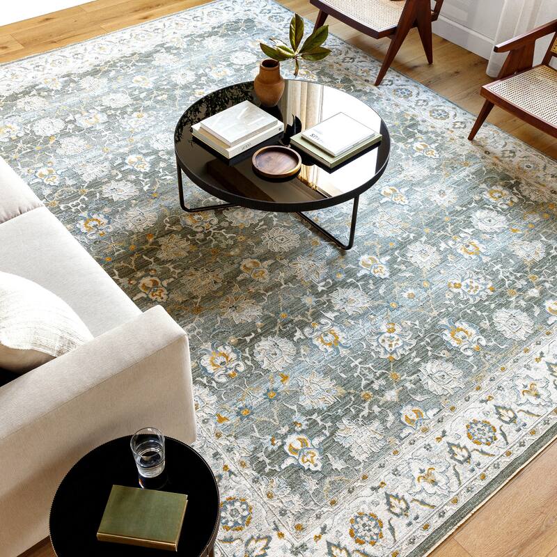 Livabliss Dresden Traditional Damask Area Rug - 5' x 7'5" - Grey/Silver