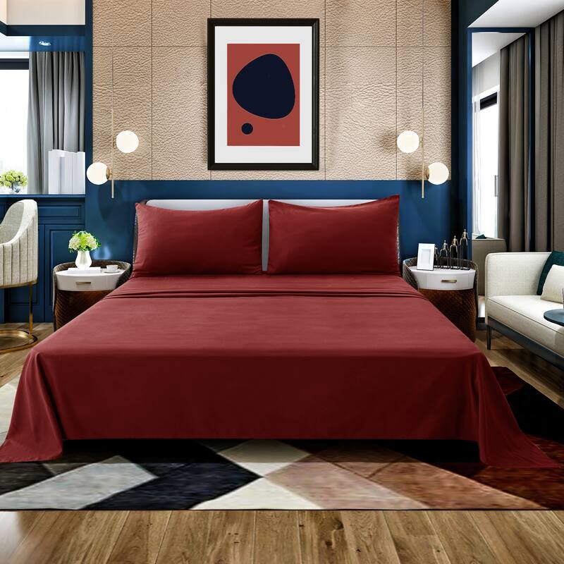 Deconovo 4-Piece Ultra-Soft Bed Sheet Set, 1800 Thread Count, Deep Pockets