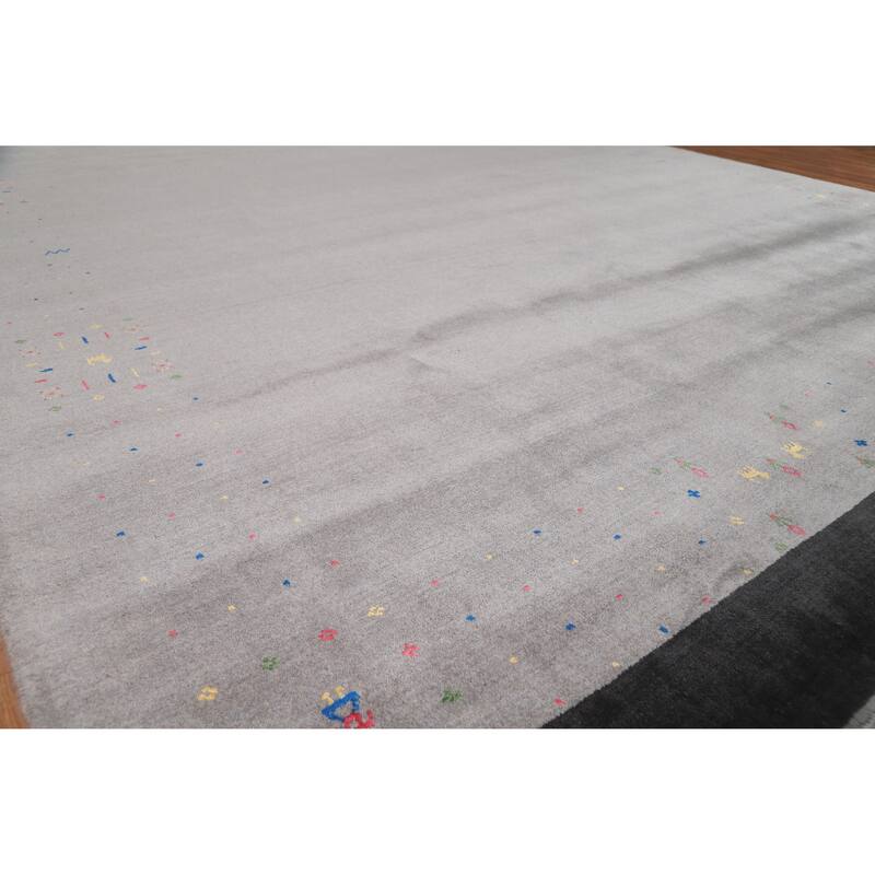 Gray Gabbeh Oriental Area Rug Handmade Wool Carpet - 9'4" x 11'9"