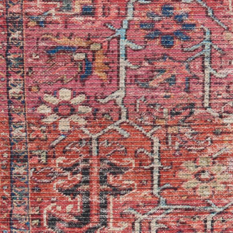 New Concept Washables Vintage Persian Floral Machine Washable Area Rug