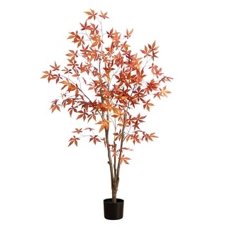 5-ft Autumn Japanese Maple Artificial Fall Tree - Green - Bed Bath ...