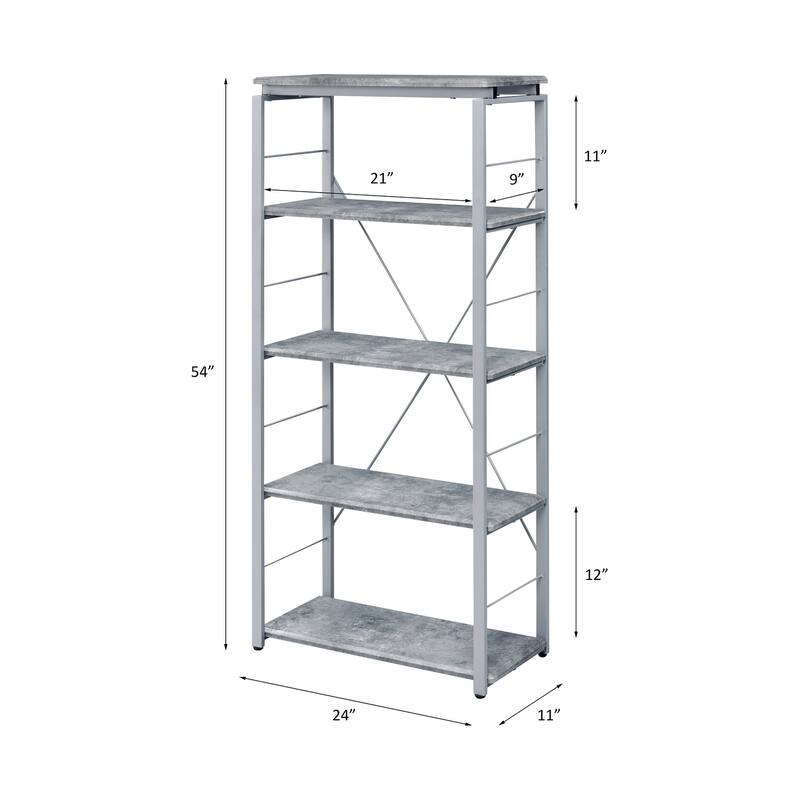 Jurgen Faux Concrete & Silver Finish Bookshelf
