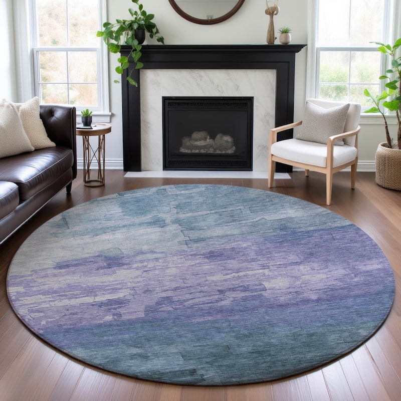 Premium Washable Super Soft Ombre Brushstrokes Mayfield Rug - Denim - 8' x 8'