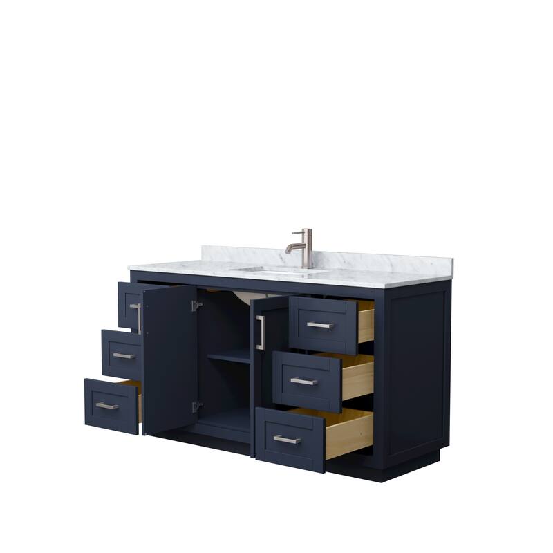 Miranda Single Vanity Set, White Carrara Marble Top, No Mirror