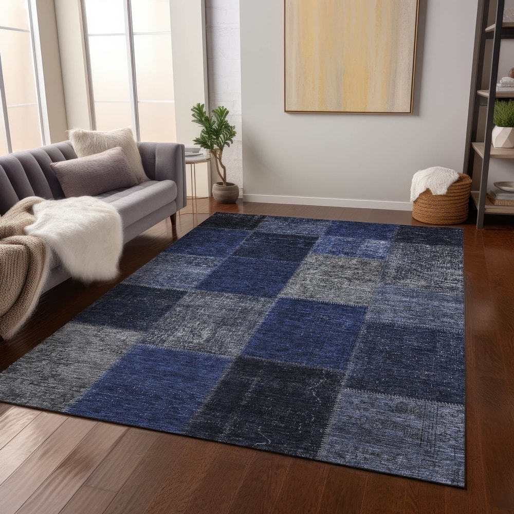 Machine Washable Indoor/ Outdoor Chantille Vintage Patchwork Rug