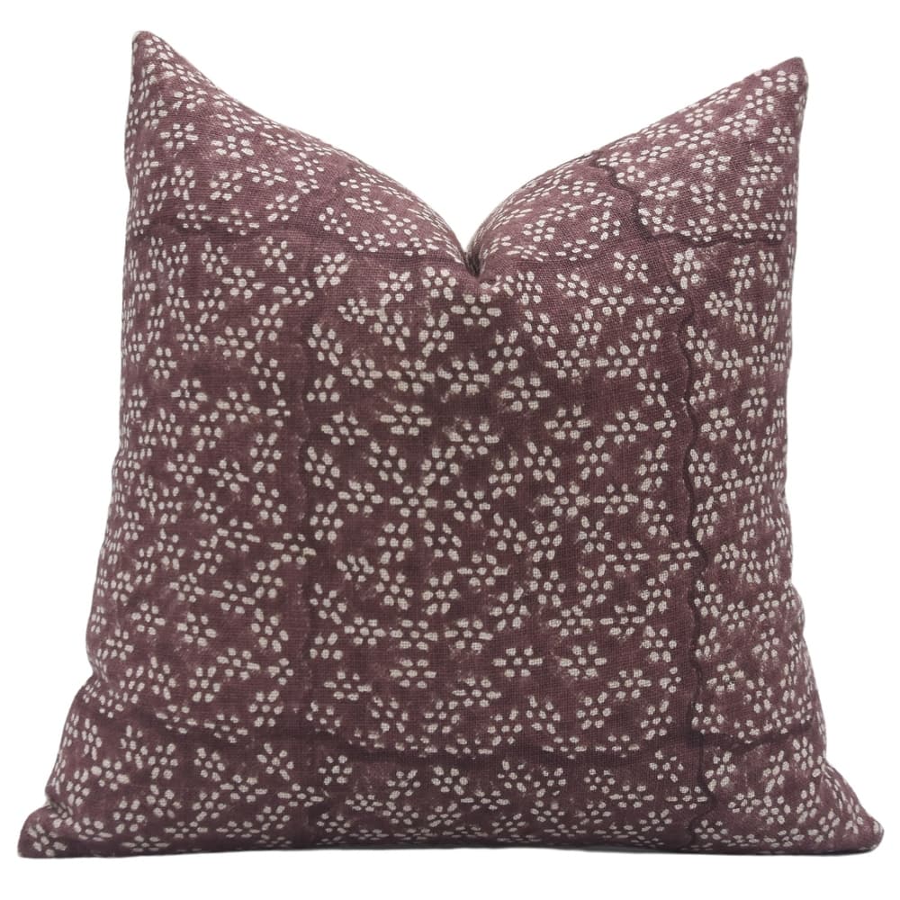Linen Square Block print pillow Cover - Ola Vrishti