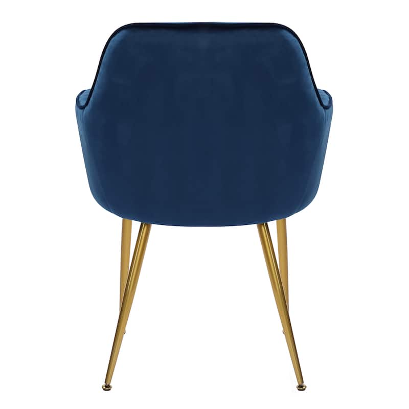 Velvet Accent Dining Chairs with Gold Metal Legs Set of 2
