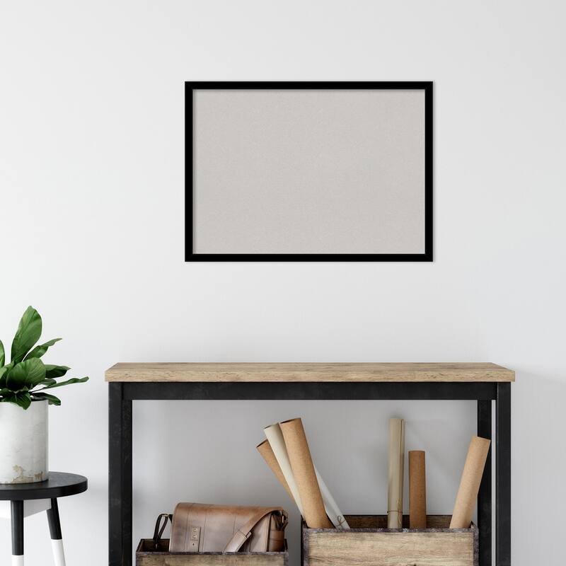 Jet Black Framed Grey Corkboard Bulletin Board