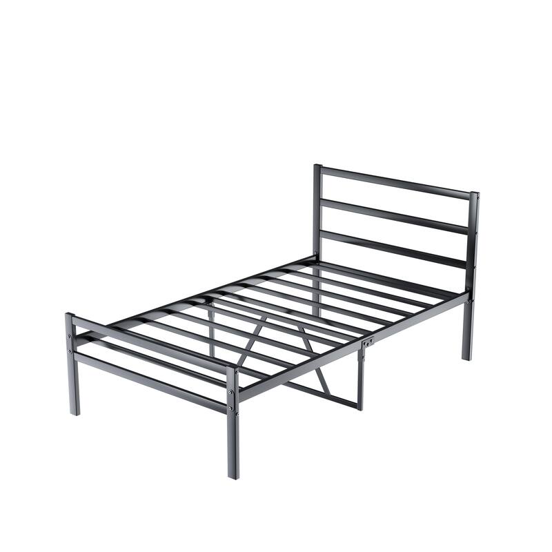 Metal Platform Bed frame with Headboard, Sturdy Metal Frame