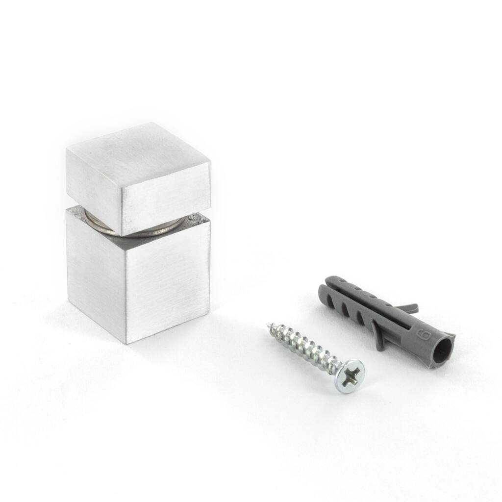 Sign Standoff 3/4" Square x 3/4" Barrel Length Aluminum Finish Euro Square Easy Fasten Standoff Pack of 2 by Outwater - 0