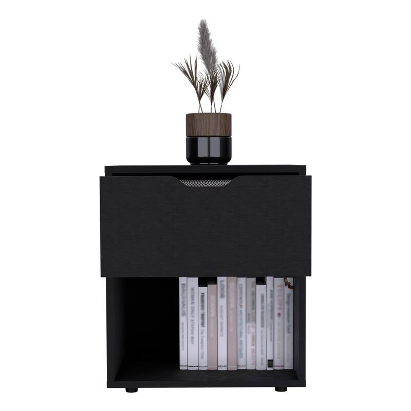 Aberdeeen 19.7-Inch High Nightstand End Table with Open Shelf