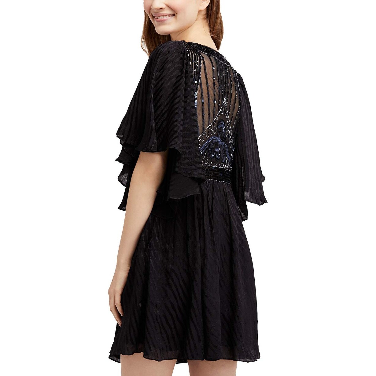 Shop Free People Black Womens Small S Moonglow Sequin Embellished Dress Overstock 27054594