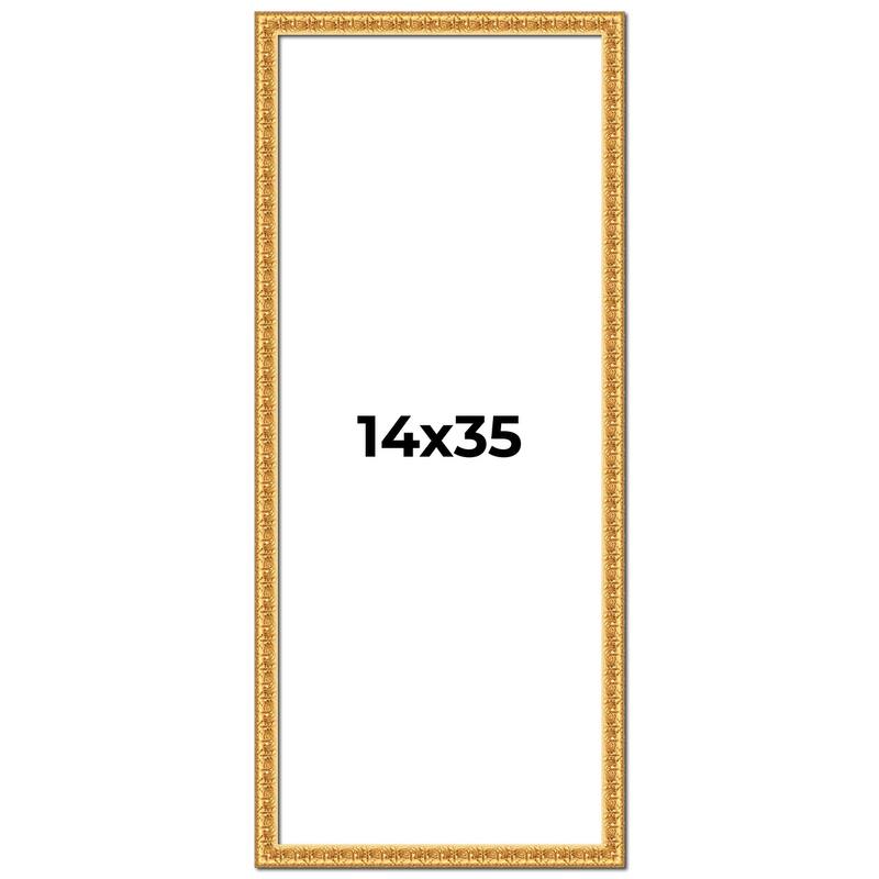 14x35 Frame Gold Real Wood Picture Frame Width 1 inches | Interior