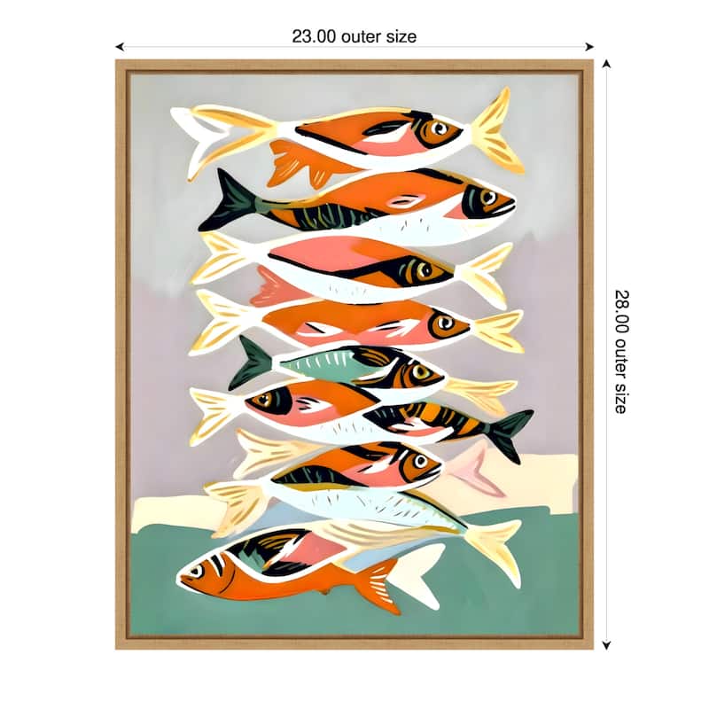 Sardines Meetup by Uma Gokhale Framed Canvas Wall Art - 23 x 28 in