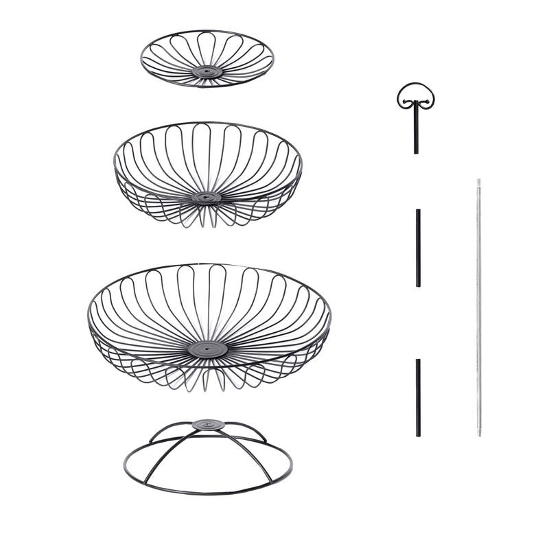 3 Tiers Wire Iron Basket Fruit Bowl, Black