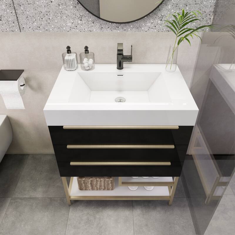 Noble 30" Free Standing Vanity with Reinforced Acrylic Sink - 30" Width