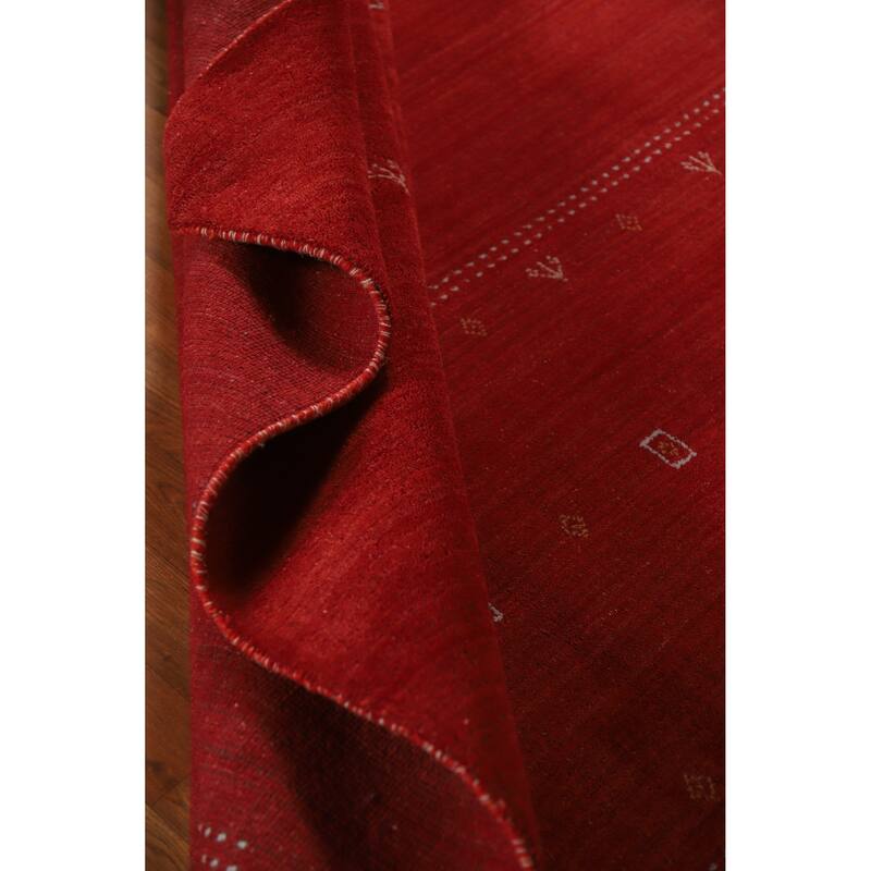 Hand Knotted Oriental 100% Wool Carpet Tribal Tribal Red Gabbeh Area Rug - 9' 9'' X 6' 8''