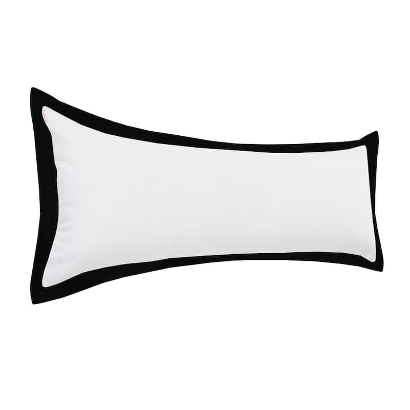 HomeRoots 14" X 36" White And Black 100% Cotton Geometric Zippered Pillow