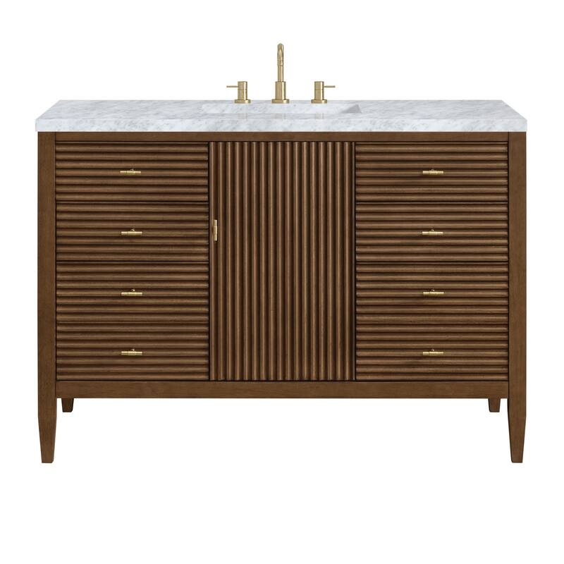 James Martin Vanities 485-V48-3CAR Myrrin 48" Single Basin Wood Vanity - Mid-Century Walnut