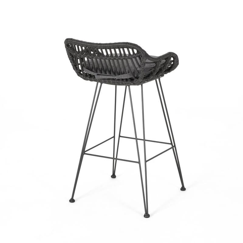 Oaks Aura 30-inch Modern Wood and Metal Patio Stool, Industrial Farmhouse Style Barstools, Set of 2