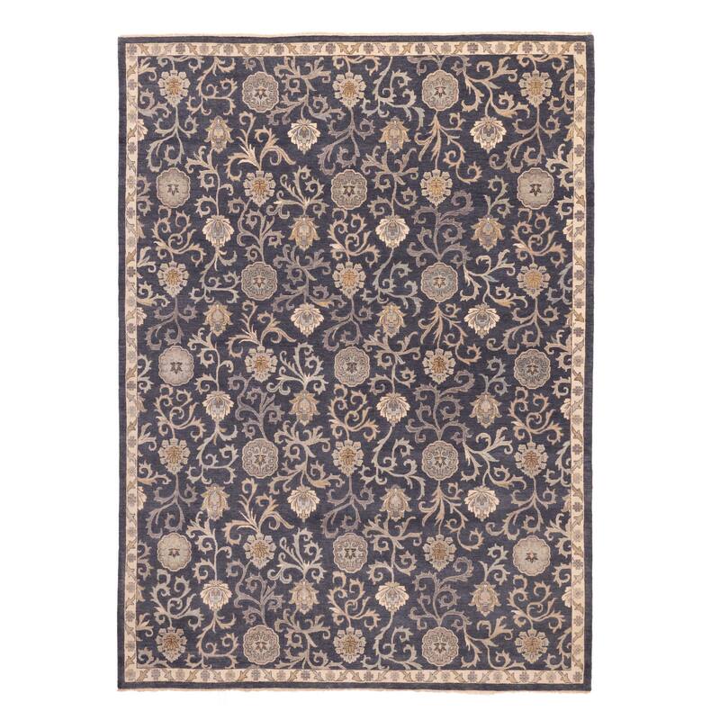 ECARPETGALLERY Hand-knotted Jamshidpour Dark Navy Wool Rug - 9'6 x 13'3