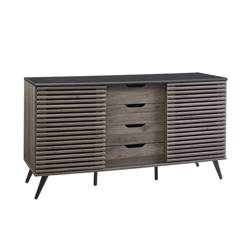 59" Modern Sideboard Storage Cabinet TV Stand with 4 Drawers and 2 Sliding Doors