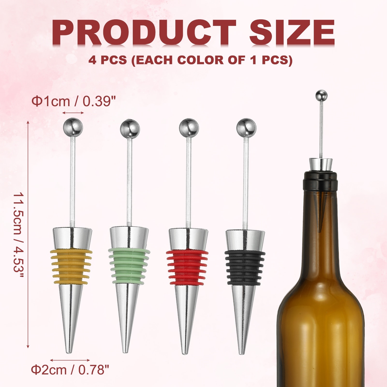 4 Pcs Beads Shape Reusable Wine Bottle Stoppers for Wine Beverage