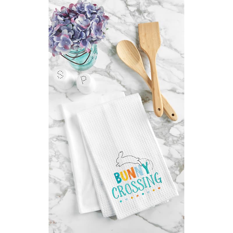 "Bunny Crossing" Easter Rabbit Spring Theme Kitchen Dishtowel
