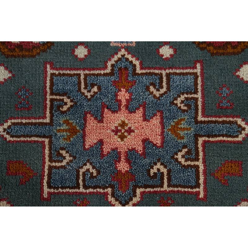 Teal Green Khotan Oriental Runner Rug Hand-Knotted Wool Carpet - 2'6"x 9'9"